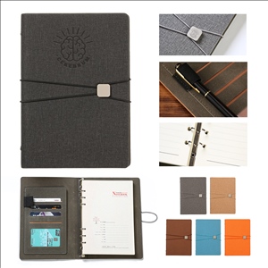 A5 PU Leather Strap-Bound Journal Refillable 6-Ring Notebook